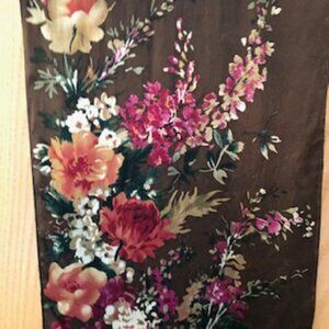 3/$15 Vintage Laura Ashley Fall Autumn Floral Silk Oblong Scarf Wrap Shawl